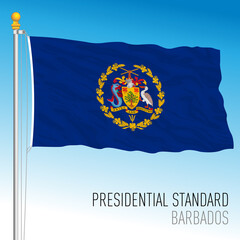 Barbados Republic, Presidential Standard flag, 2021, vector illustration