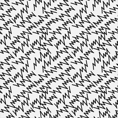 Abstract hand drawn seamless pattern, black and white zigzag texture.