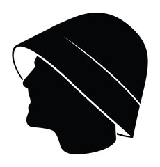 Men's Black Bucket Hat Symbol Vector on White Background