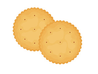 Round crackers. Two crackers. Illustration of food, snacks. Healthy snack.