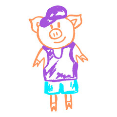 Icon in hand draw style. Drawing with wax crayons, children's creativity