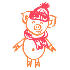 Icon in hand draw style. Drawing with wax crayons, children's creativity