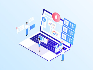 Order Notification Isometric Illustration Light Gradient. Suitable for Mobile App, Website, Banner, Diagrams, Infographics, and Other Graphic Assets.