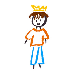 Icon in hand draw style. Drawing with wax crayons, children's creativity