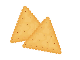 Triangular crackers. Two crackers. Illustration of food, snacks. Healthy snack.