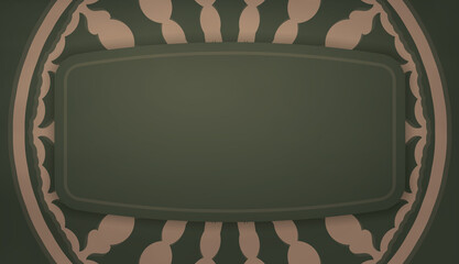 Green banner with abstract brown ornament for logo design