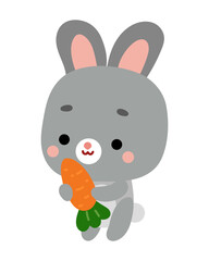 Fototapeta na wymiar Cartoon vector illustration, Cartoon cute character rabbit and carrot