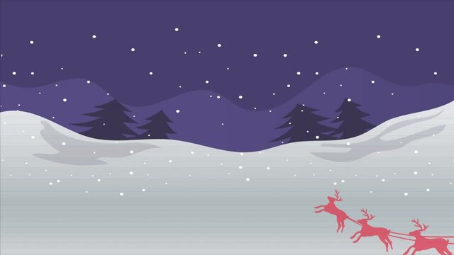 Santa Claus vehicle travel in snow during night