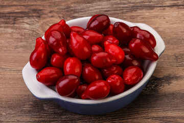 Sweet and ripe cornel berries