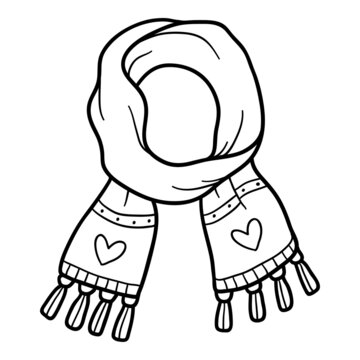black and white scarf with heart design clip art preview