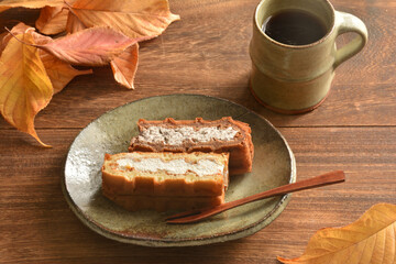 ワッフル　桜の落ち葉