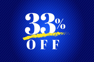 33% off tag thirty three percent discount black friday sale white letter blue gradient  background