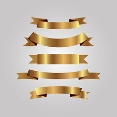 Set of golden ribbons vector.	
