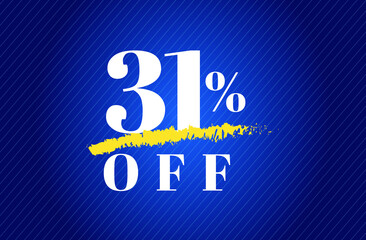 31% off tag thirty one percent discount black friday sale white letter blue gradient  background