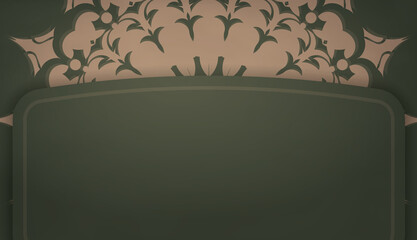 Green banner with Indian brown ornament and place for your logo or text