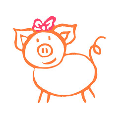 Icon in hand draw style. Drawing with wax crayons, children's creativity