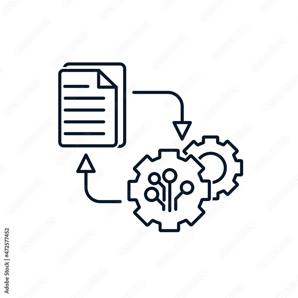 Poster electronic data processing, document management system. vector icon isolated on white background.