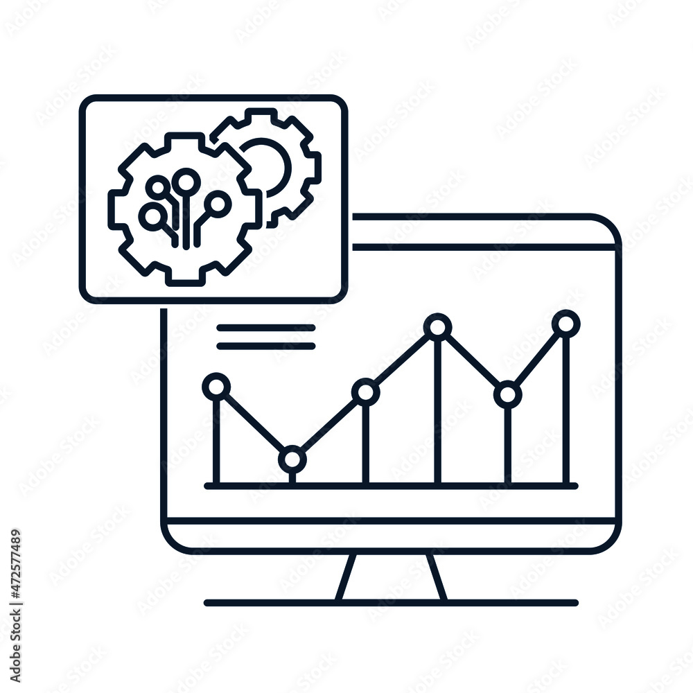 Aufkleber statistics on the introduction of electronic technologies. vector icon isolated on white background.