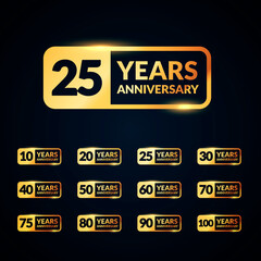 Vector Illustration Golden Anniversary Medal Set