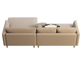 Chalet brown fabric upholstery sofa with chaise lounge. 3d render.