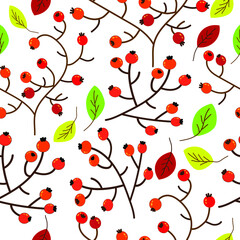seamless pattern with red berries