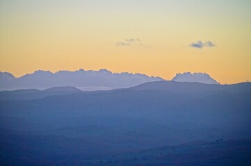 Sunset View of the Hills of Tuscany from an Ancient Medieval Village