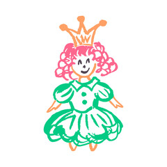 Icon in hand draw style. Drawing with wax crayons, children's creativity