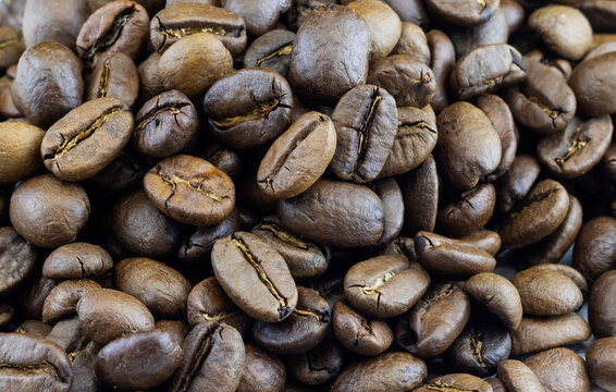 isolated image of coffee beans close-up