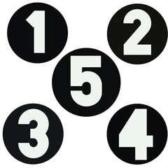 A set of numbers from 1 to 5 in a pad on white background.