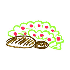 Icon in hand draw style. Drawing with wax crayons, children's creativity