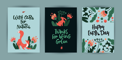 Collection of banners with various texts and flowers