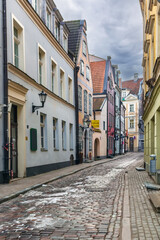 Fototapeta na wymiar Street in the old town of Riga, Latvia
