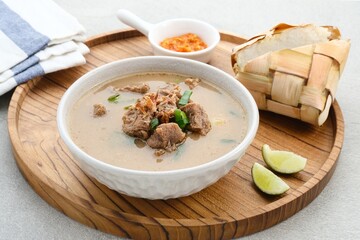 Coto Makassar, traditional food from Makassar, South Sulawesi. made from beef offal mixed with...