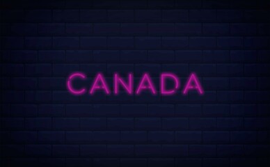 Fototapeta na wymiar Neon Canada. Concept illustration. Canadian flag neon sign.