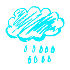 Icon in hand draw style. Drawing with wax crayons, children's creativity