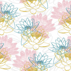 Seamless pattern with water lilies