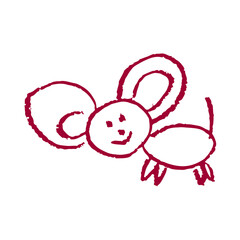 Icon in hand draw style. Drawing with wax crayons, children's creativity