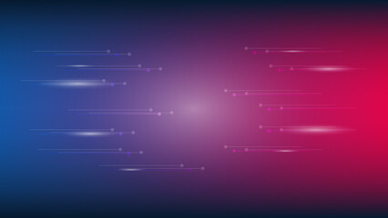 abstract futuristic technology background with line and dot on blue and red gradient color