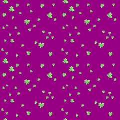 Fototapeta na wymiar Seamless pattern with watercolor magic forest with fairy plants on Velvet Violet background. Repeating, botanical hand drawn print.Design for wrapping paper, packaging,social media,textiles,fabric.