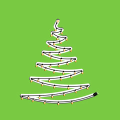 Green Christmas tree with a luminous gerland