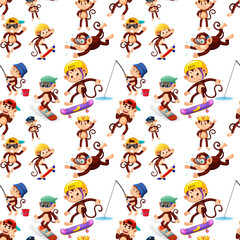 Monkey seamless pattern background