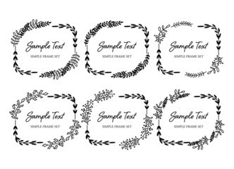 四角いシンプルなボタニカルフレーム　白黒　2