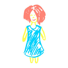 Icon in hand draw style. Drawing with wax crayons, children's creativity