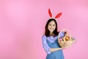 Beautful woman celebrates the Easter festival..
