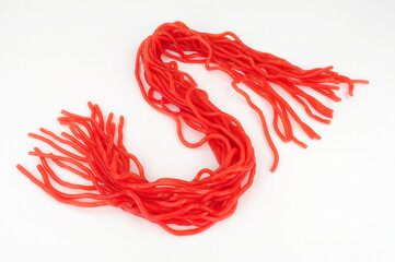 Strawberry fruit flavour chewy laces sweet treats also known as bootlaces