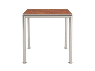 Modern square coffee table with wood slats and steel tube base. 3d render