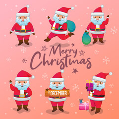 santa claus character set merry christmas
