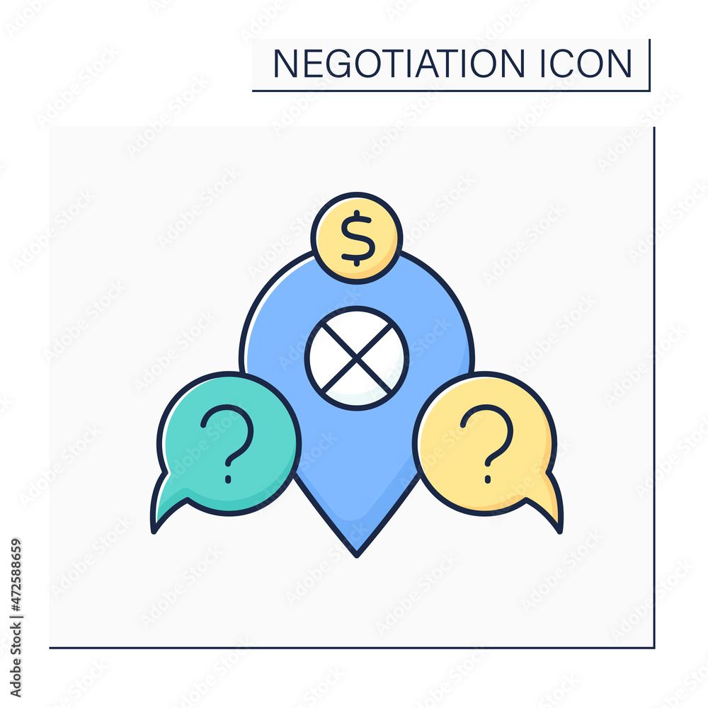 Poster deadlock color icon. inaction or neutralization state. lack of compromise on both sides. negotiation