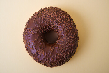 Food. Dessert. Dessert colorful snack. Delicious donut with sprinkles. Bakery cake. Sweet food...