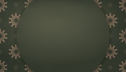 Green color background with luxurious brown pattern and space for your logo or text